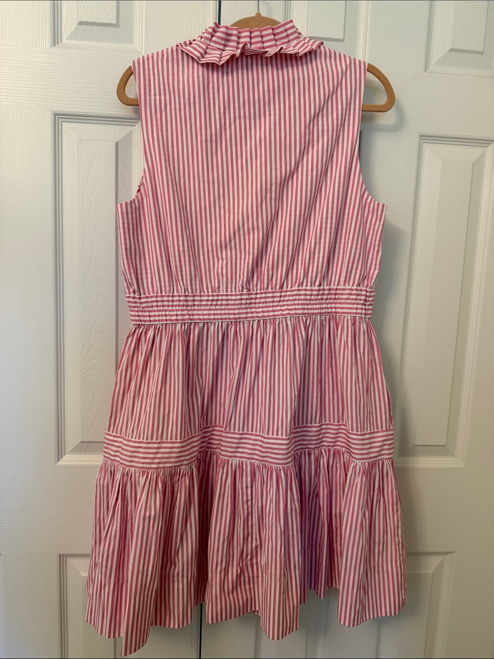 Gretchen Scott Hope Pink & White Striped Sleeveless Ruffle-Neck Dress - Picture 3 of 9